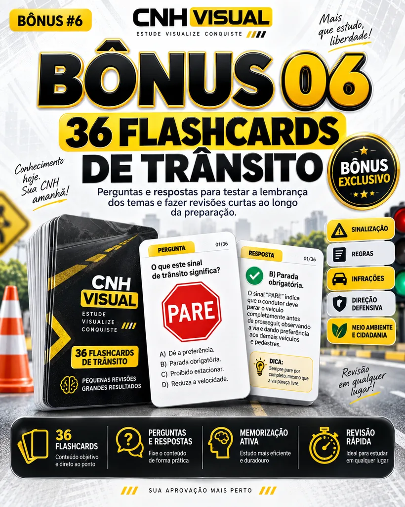 Capa dos 36 Flashcards de Trânsito